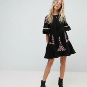 NWT FREE PEOPLE Pavlo Ruffle Mini Dress Black